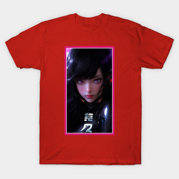 Anime Race Girl | Quality 3D Anime Artwork | Pink Red Black Blue Chibi Manga Anime Art T-Shirt by AlNoah